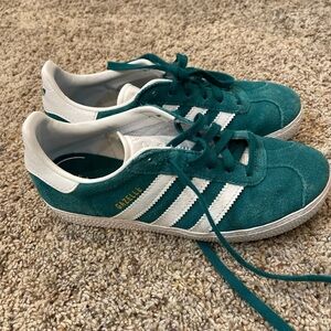 Adidas Kids Gazelle Green and White Sneakers